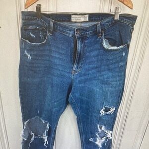 Abercrombie & Fitch Ripped Blue mom jeans